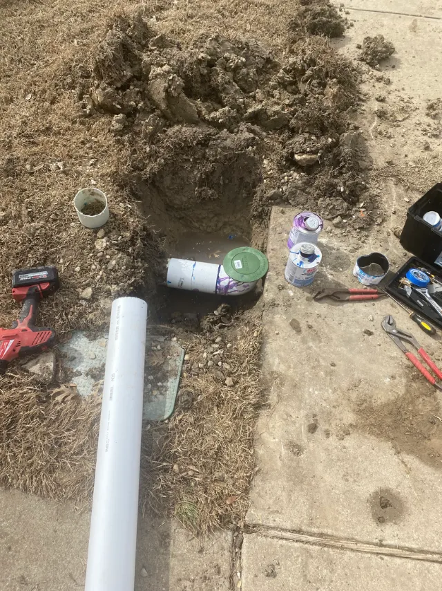 Pipe repair opened below a concrete slab
